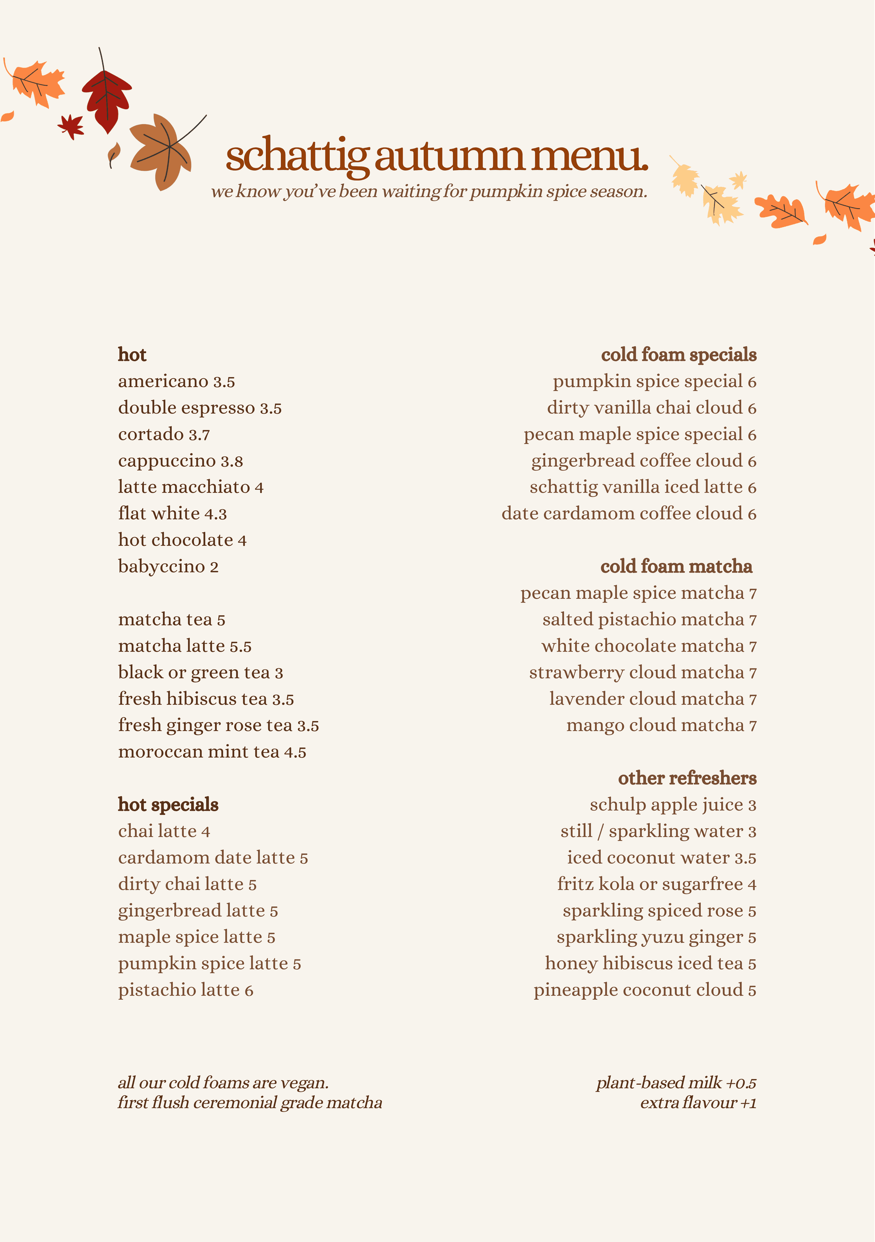 De originele schattig autumn menu kaart, met herfstbladeren rond de titel.